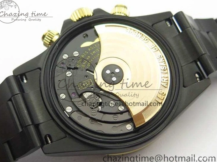 0415 Modern Daytona Kravitz YG DLC BP Maker Best Edition Black Dial On DLC Bracelet A4130 (Free Leather Strap) 3572